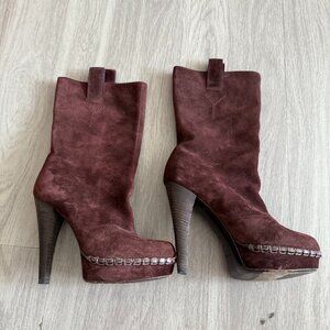 Yves Saint Laurent Brown Suede Boots Size 37.5